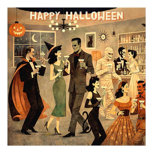 Foto Fiesta de Martini de Halloween Retro de Mediados d (Frente)
