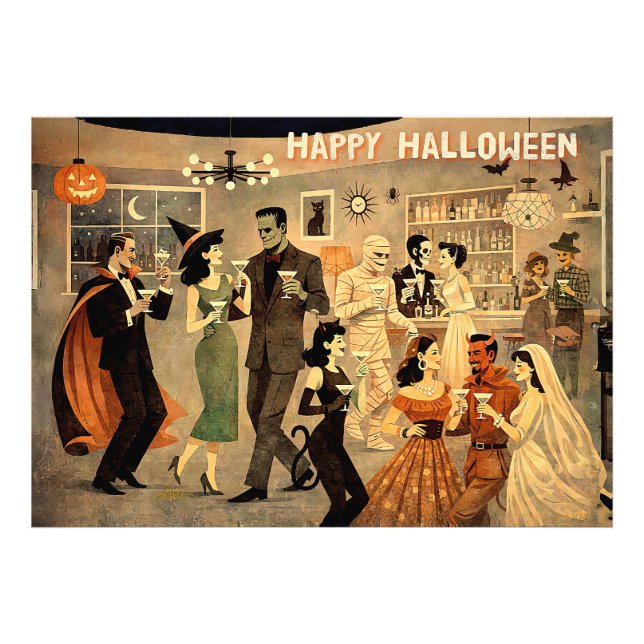 Foto Fiesta de Martini de Halloween Retro de Mediados d (Frente)