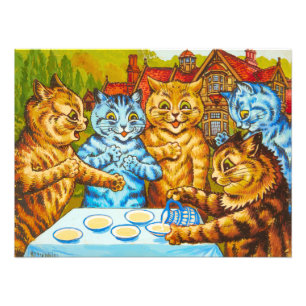 Foto Fiesta del té gatos por Louis Wain