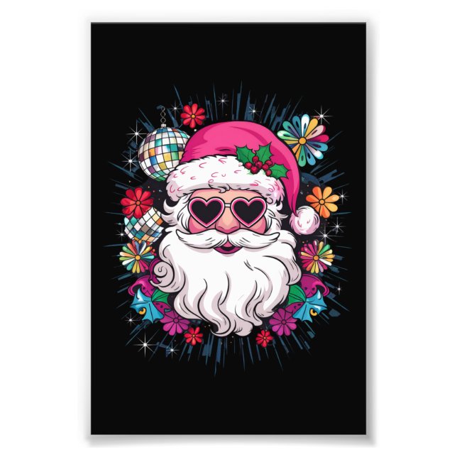 Foto Fiesta divertida de navidad en disco rosa Santa Na (Frente)