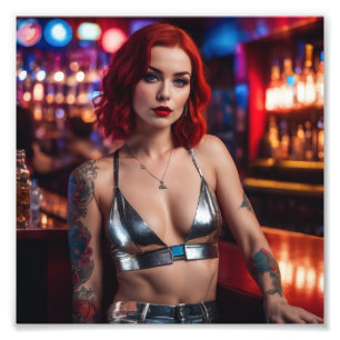 Foto Fiesta tatuado de rojo haitiano Chica en trapos de