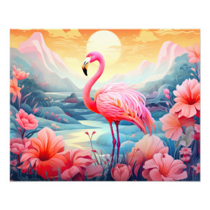 Foto Flamingo tropical con flores
