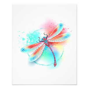 Foto Fléon roja sobre fondo acuarela