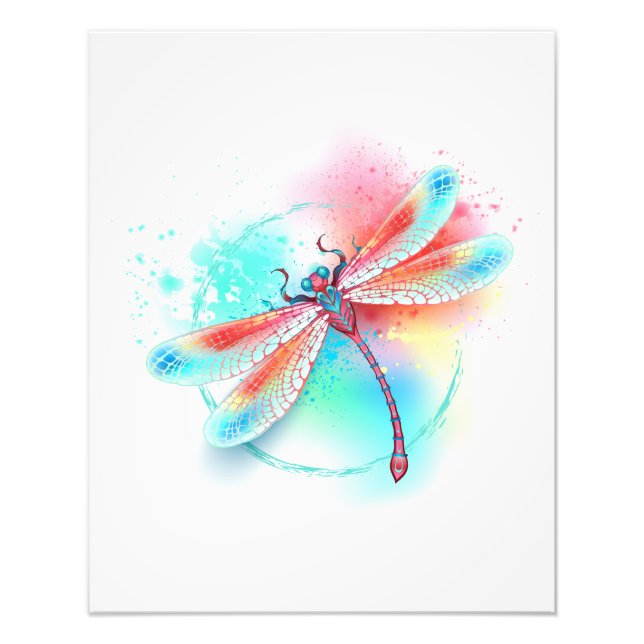 Foto Fléon roja sobre fondo acuarela (Frente)