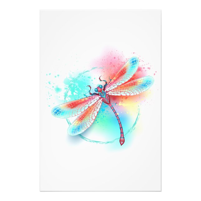 Foto Fléon roja sobre fondo acuarela (Frente)