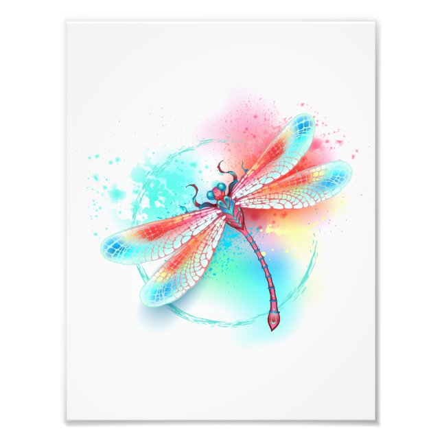 Foto Fléon roja sobre fondo acuarela (Frente)