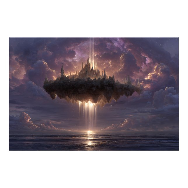 Foto Floating Fantasy Castle Cloud Beams Glow (Frente)