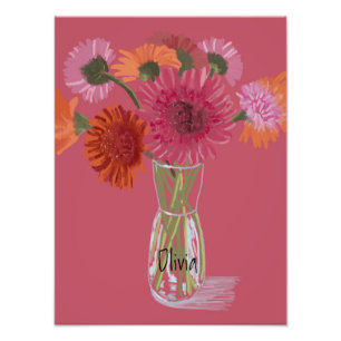 Foto Flor colorida de Arty Gerbera +Nombre personalizad