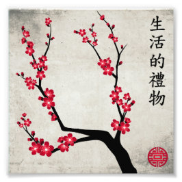 Foto Flor de cerezo rojo tres arte "Regalo de vida"