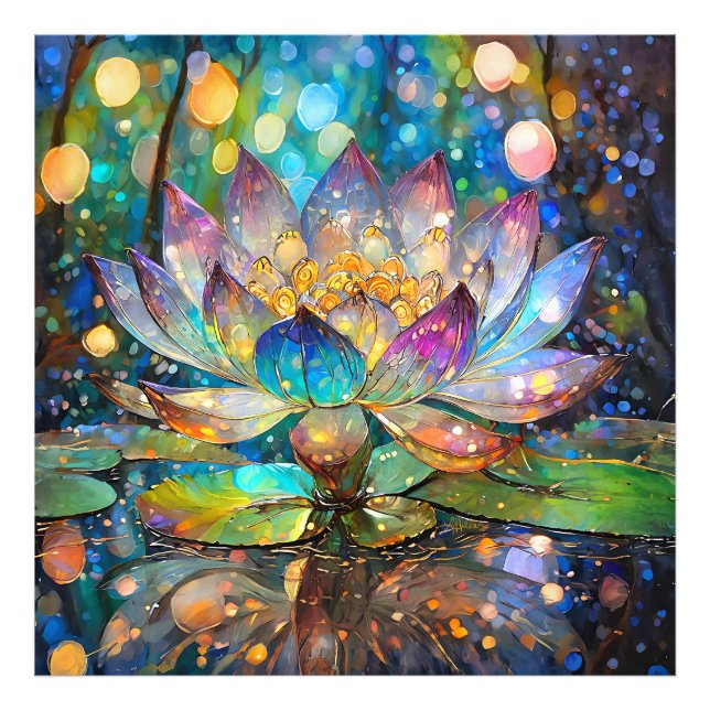 Foto Flor de Loto Iluminada en Floración (Frente)