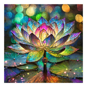 Foto Flor de Loto Vibrante de Vidrio Teñido