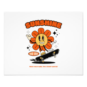 Foto flor de sol de mascota con patineta