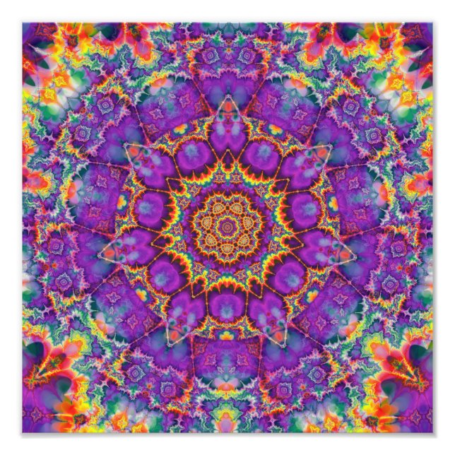 Foto Flor eléctrica Purple Rainbow Kaleidoscope Arte (Frente)