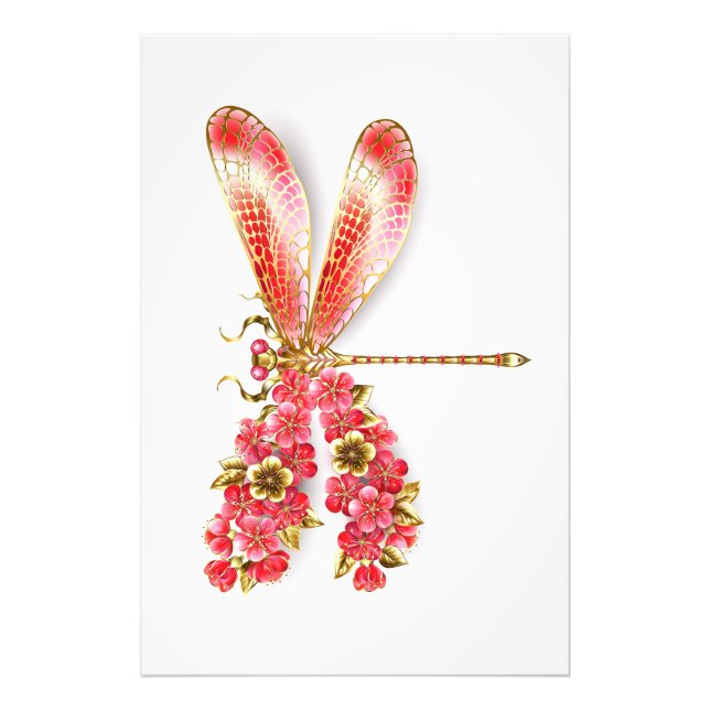 Foto Flor libélula con sakura de joyas (Frente)