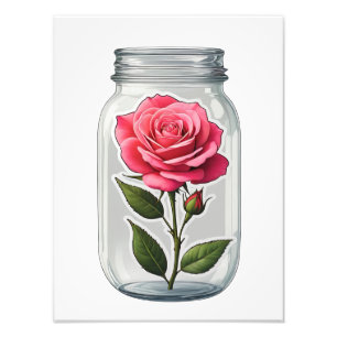 Foto Flor Rosa En Una Botella De Vidrio