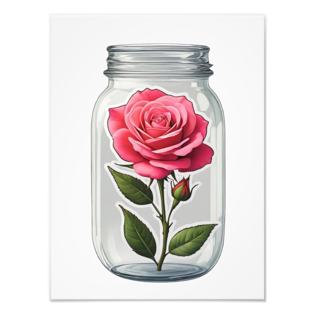 Foto Flor Rosa En Una Botella De Vidrio (Frente)