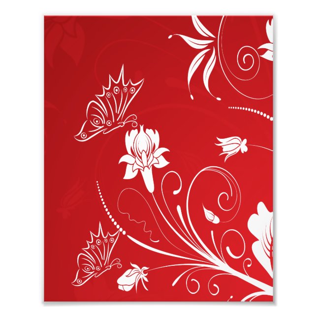 Foto Floral blanca y roja moderna (Frente)