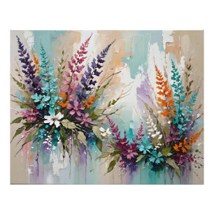 Foto Floral colorida sobre lavanda blanca beige azul