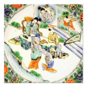 Foto Floral de Chinoiserie blanca vintage antigua china