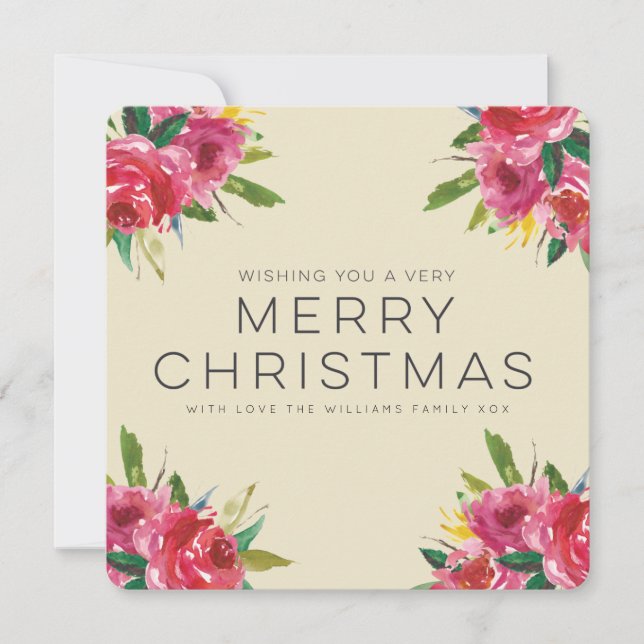 Foto floral de la escritura de las Felices Navidad (Anverso)