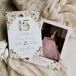 Foto Floral de la invitación al cumpleaños de Quin