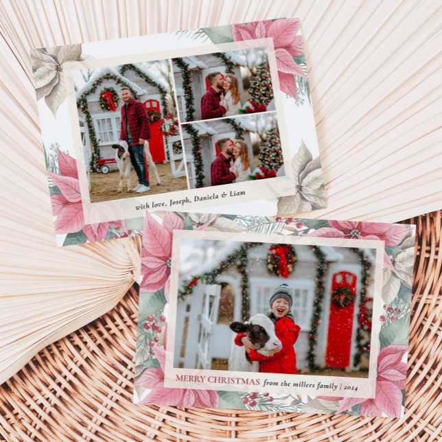 Foto floral de Poinsettia roja Feliz Navidad (Subido por el creador)