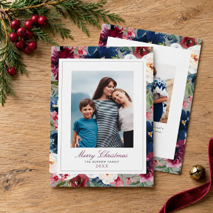 Foto floral en acuarela de Navidad alegre