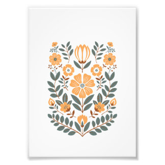 Foto Floral Folk Wall Art Print, Scandinavian Botanical