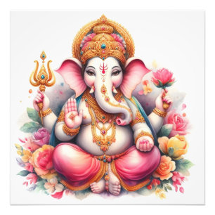 Foto Floral Ganesha bendiciendo el arte divino
