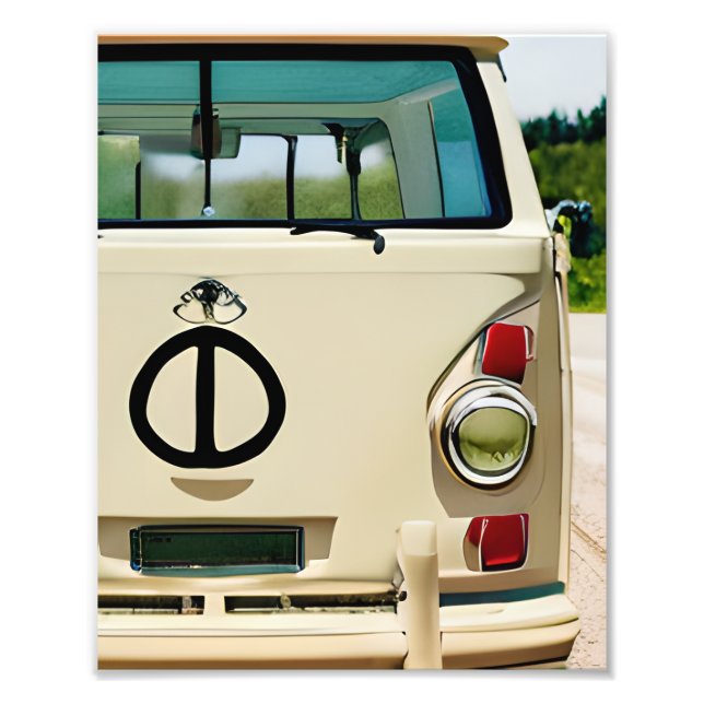 Foto Floral Retro Hippie Van Vintage Art (Frente)