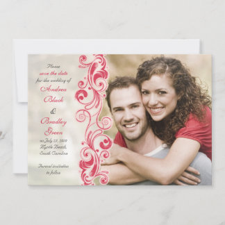 Foto floral roja y rosa Guardar tarjeta de fecha