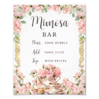 Floral rosada alta de té ducha de novia Mimosa