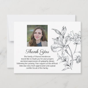 Foto floral simple Funeral Gracias Tarjeta de Nota