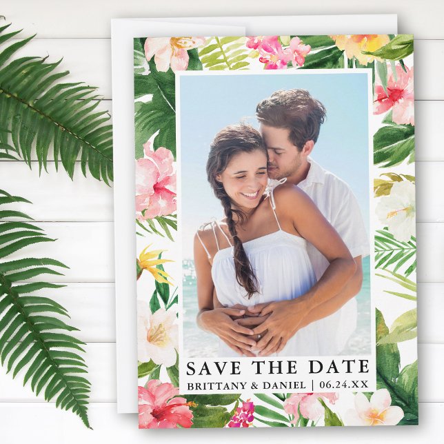 Foto Floral Tropical Moderna Guardar La Tarjeta De (Customize to change text size or text style.)