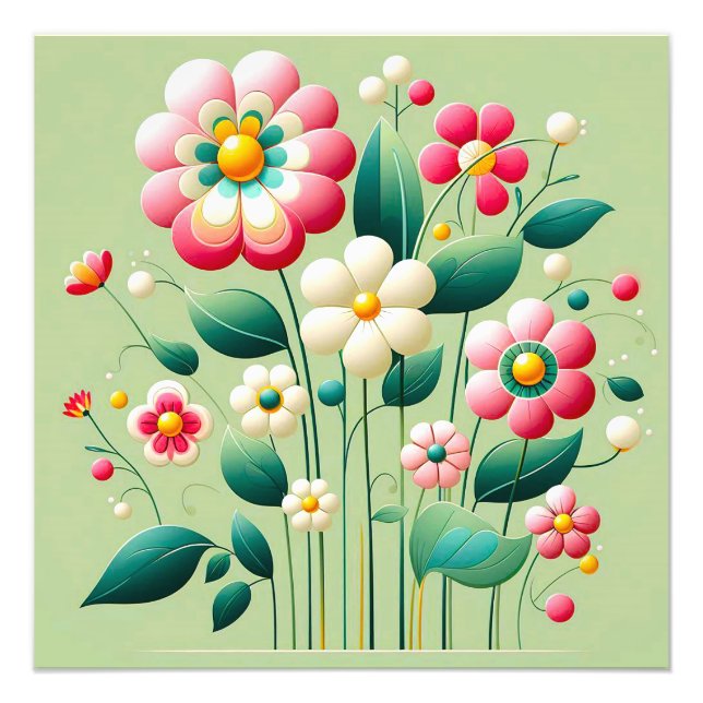 Foto Flores 3D coloridas (Frente)