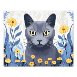 Foto Flores amarillas de gato azul ruso