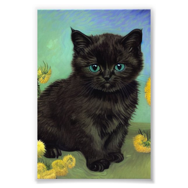 Foto Flores amarillas de gato negro Van Gogh (Frente)