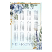 Flores azules espléndidas con una tabla de asiento