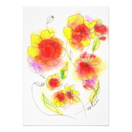 Foto Flores coloreadas abstractas de color rojo y amari