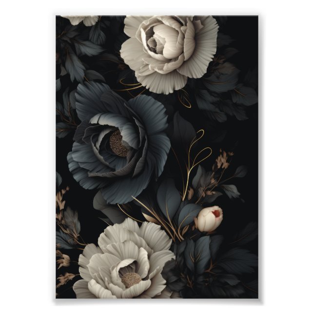 Foto Flores de blanco y negro (Frente)