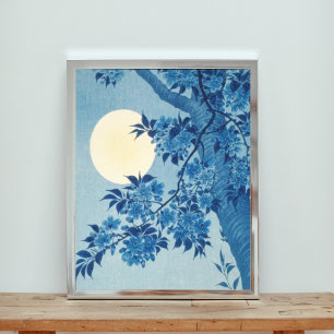 Foto Flores de cerezo tranquilas iluminadas por luna