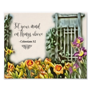 Foto Flores de color de agua Biblia cristiana Verse art