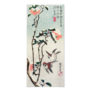 Foto Flores de hiroshige y camellias en la impresión de