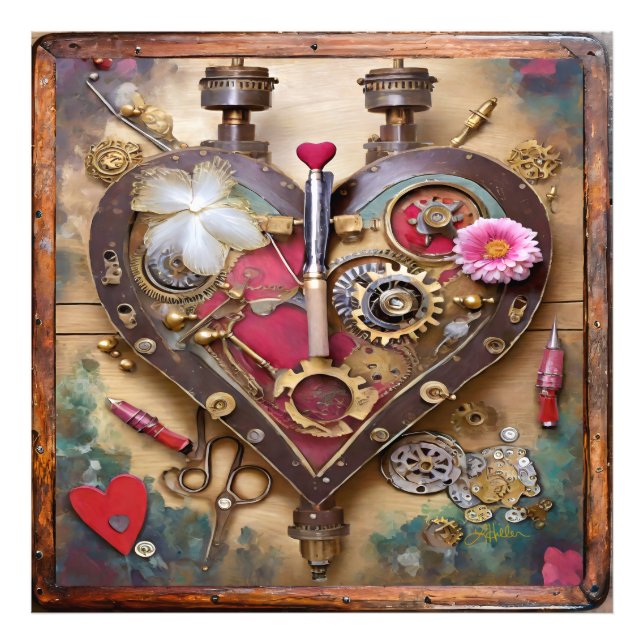 Foto Flores de Labial Corazón Serie Steampunk (Frente)