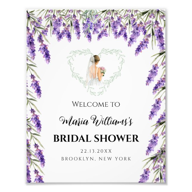 Foto Flores de lavanda bienvenidos a la ducha de novia (Frente)