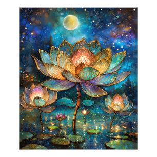 Foto Flores de Loto de Vidrio Pintado en la Luz de la L