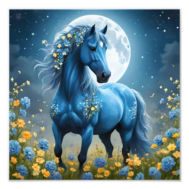 Foto Flores de luna de caballo mágico azul, (Frente)