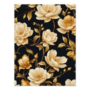 Foto Flores Doradas: Floral Blanco y Dorado Elegante