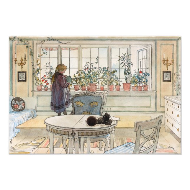 Foto Flores en el Windowsill, 1895 por Carl Larsson (Frente)