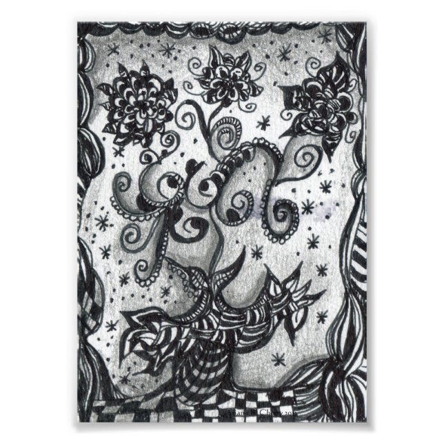 Foto Flores en una impresión de arte inspirada en la va (Frente)